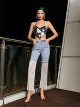 Odelia Mesh Denim Pants In White